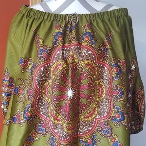 African Ankara Dashiki Print Mini Off Shoulder XL